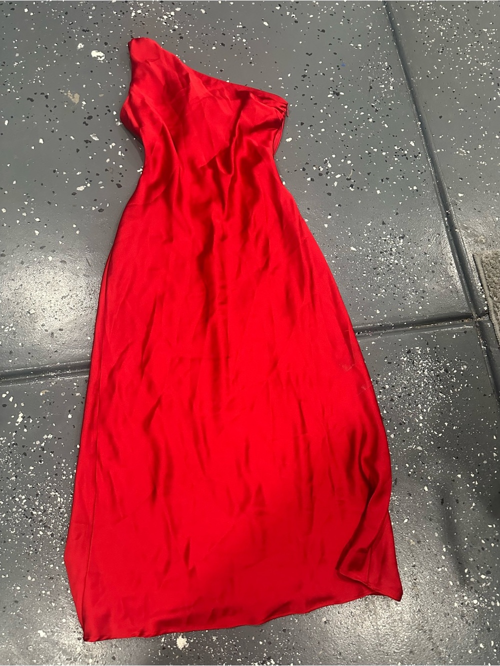 Zara Red One-Shoulder Midi Dress